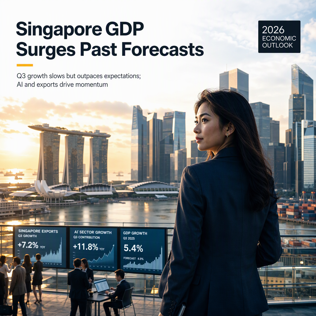 Singapore Q3 GDP Growth Slows to 5.4% But Surpasses Expectations