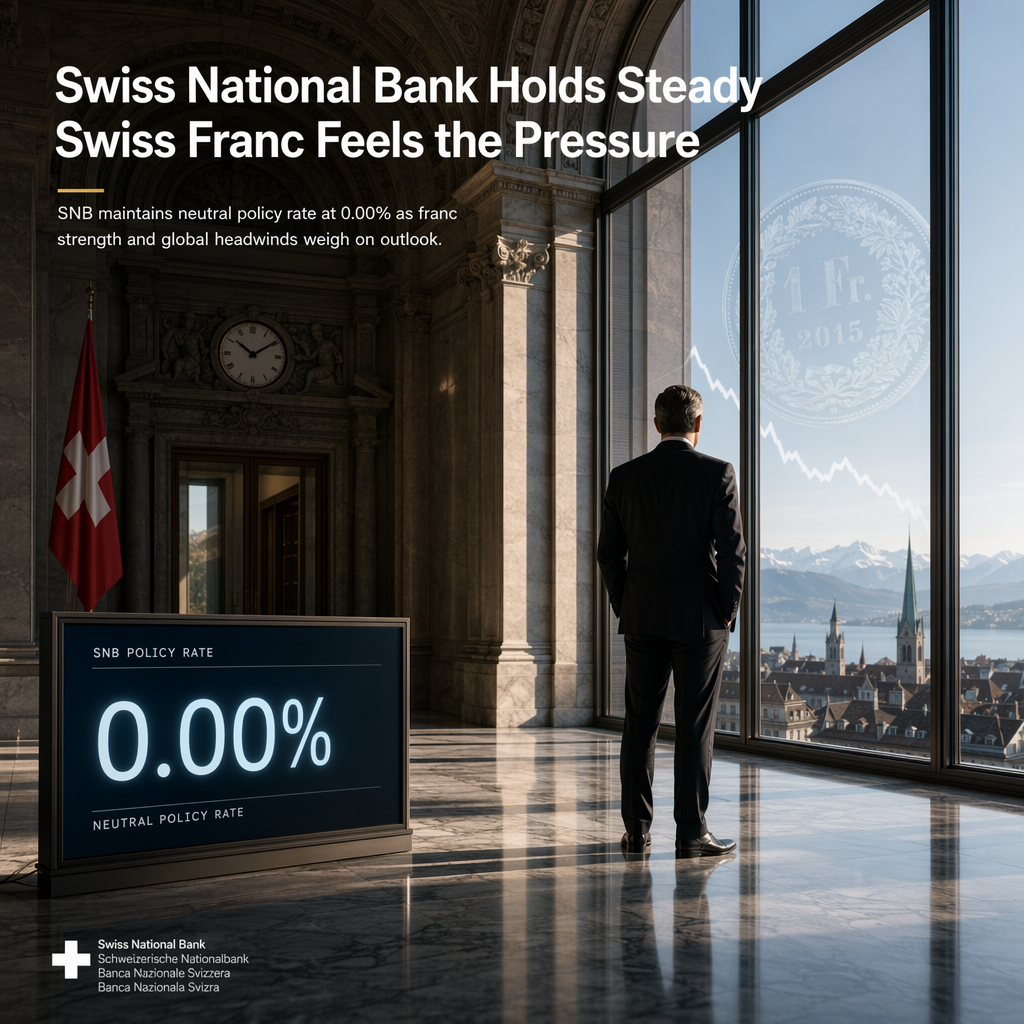 Swiss National Bank Maintains Neutral Policy Rate, Pressuring Swiss Franc