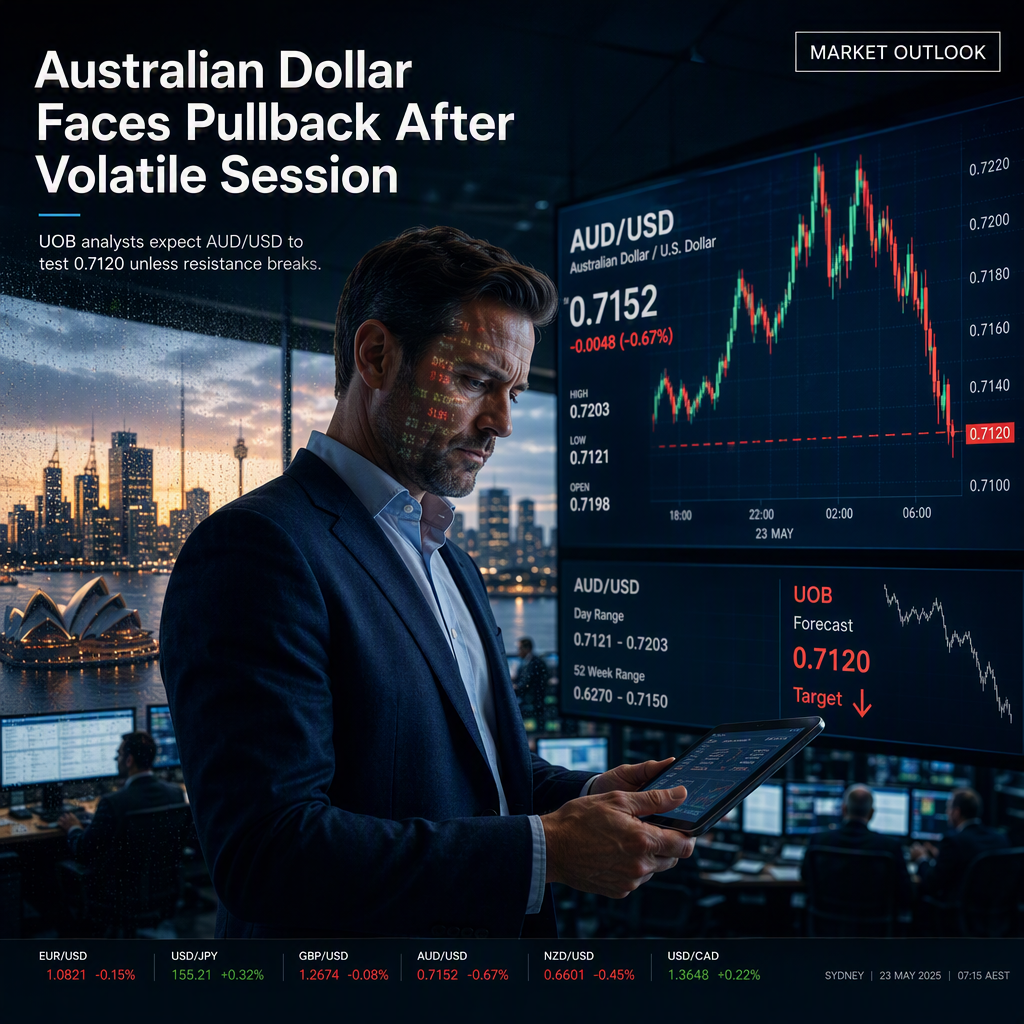 UOB Analysts See Australian Dollar Pullback Toward 0.7120 Against US Dollar After Volatile Session