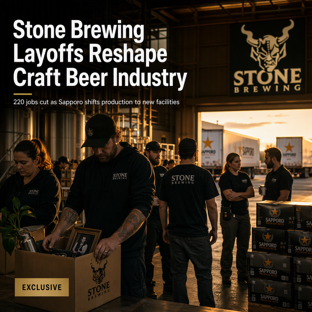 Sapporo USA to Lay Off 220 Stone Brewing Workers as Production Moves to New Facilities