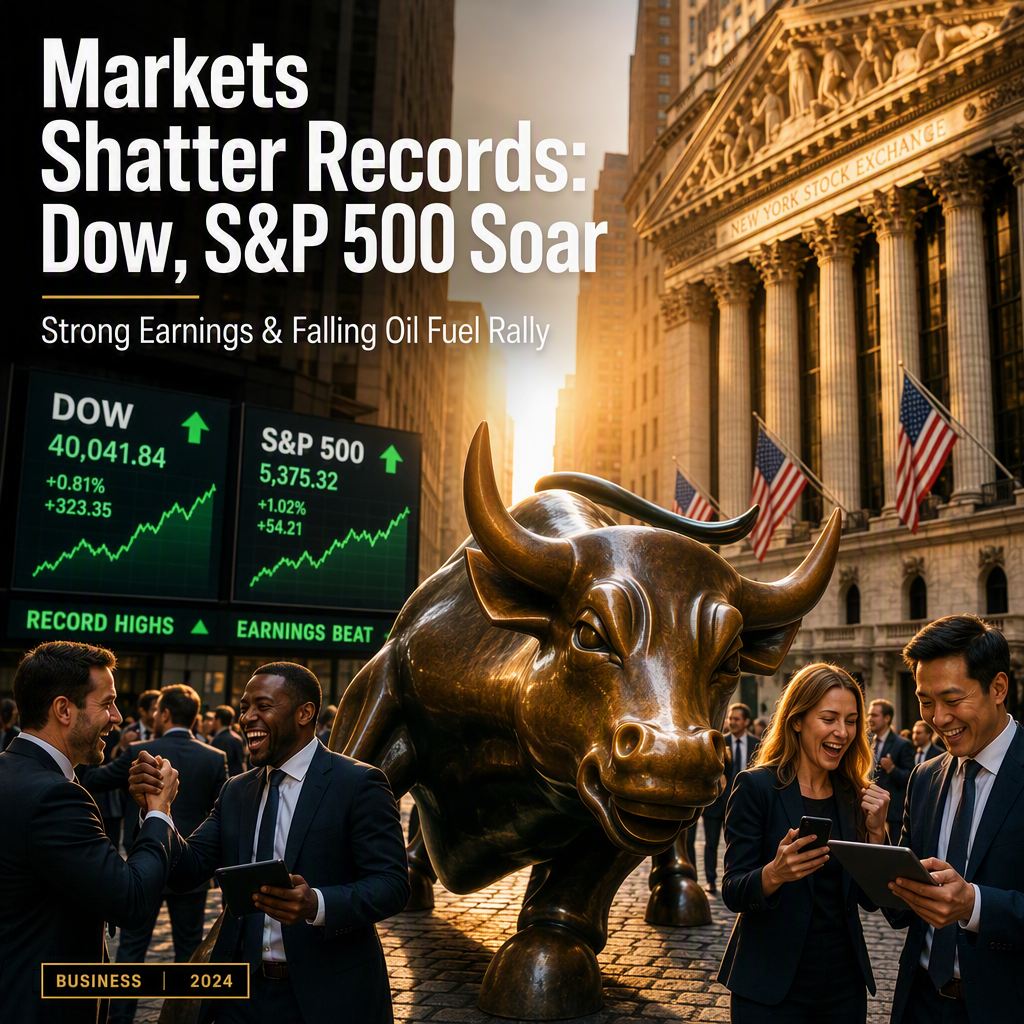 Dow and S&P 500 Hit Record Highs Amid Strong Earnings and Falling Oil Prices