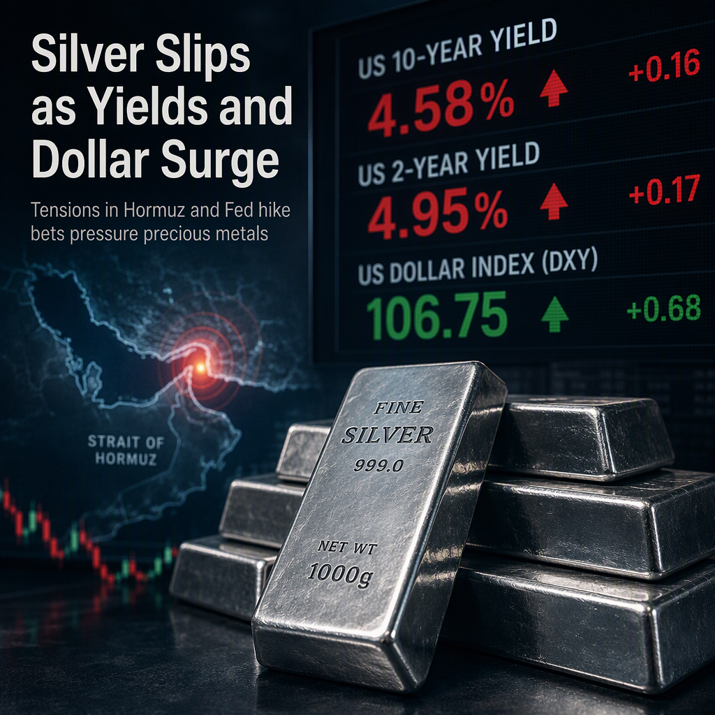 Silver Falls as US Yields Surge and Hormuz Tensions Boost Dollar Strength