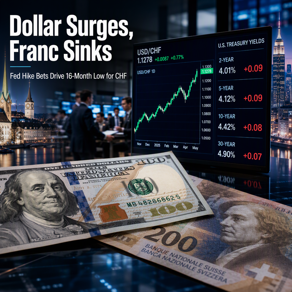 Swiss Franc Hits 16-Month Low as US Dollar Strengthens Amid Fed Rate Hike Bets