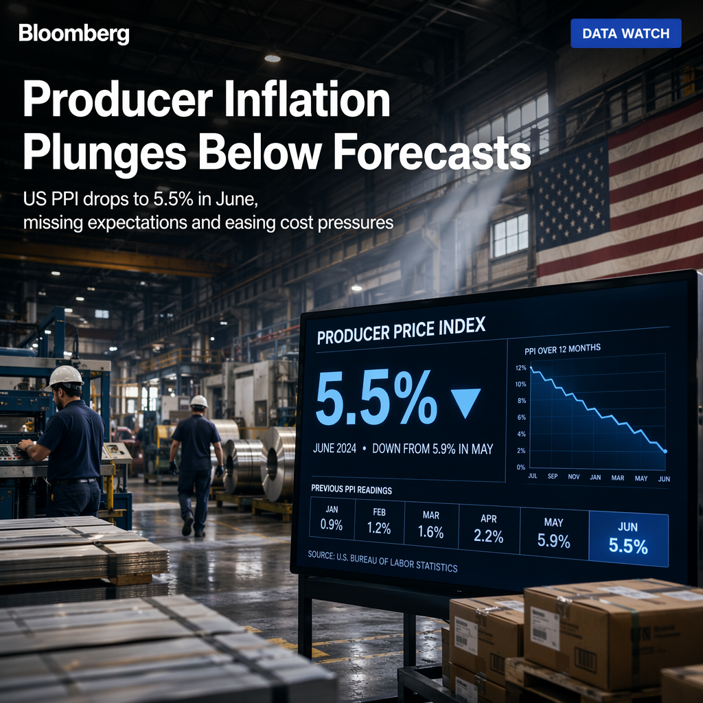 US Producer Inflation Falls Sharply in June, Misses Expectations