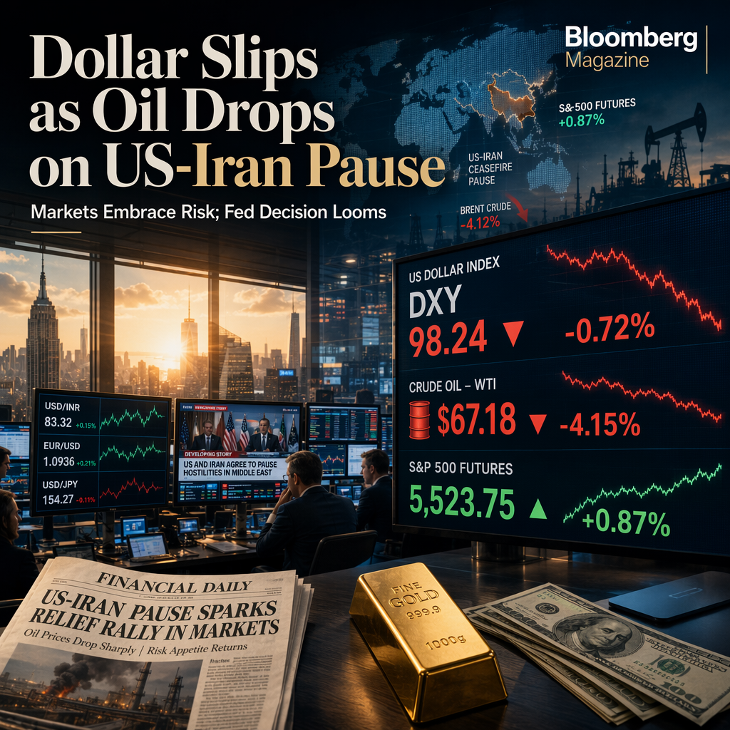 US Dollar Weakens as US-Iran War Pause Spurs Oil Price Drop and Risk-On Sentiment Ahead of Fed Meeting