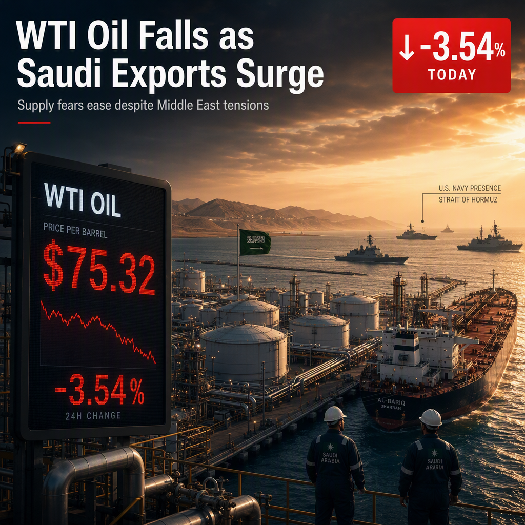 WTI Oil Drops 3.54% as Strong Saudi Exports Ease Supply Fears Amid Middle East Tensions