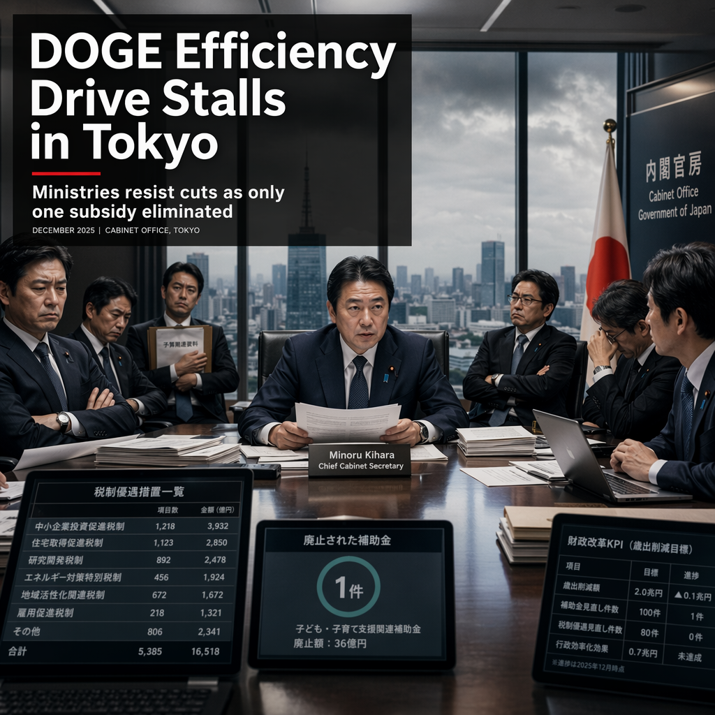Japan's DOGE Efficiency Drive Faces Stiff Resistance, Achieves Minimal Cuts