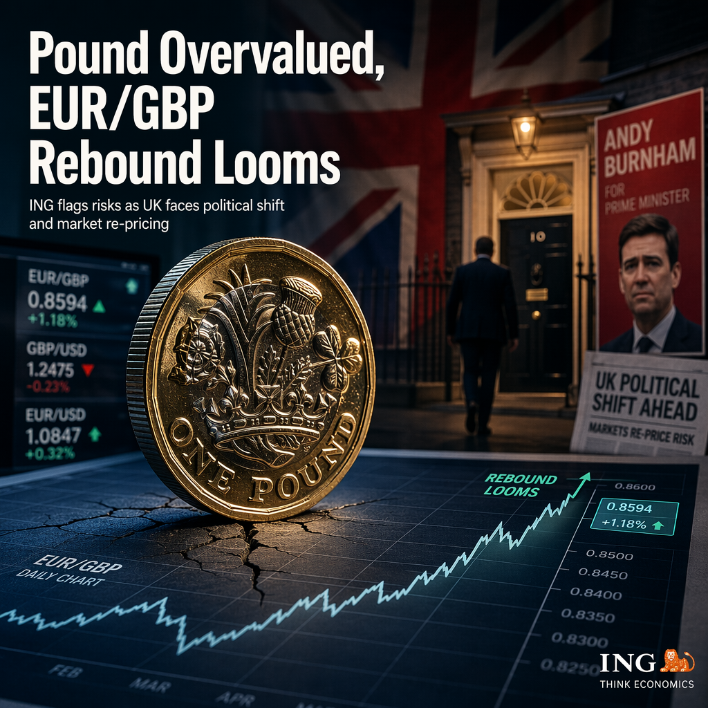 ING Sees Overvalued Pound, Predicts EUR/GBP Recovery Amid UK Political Shift