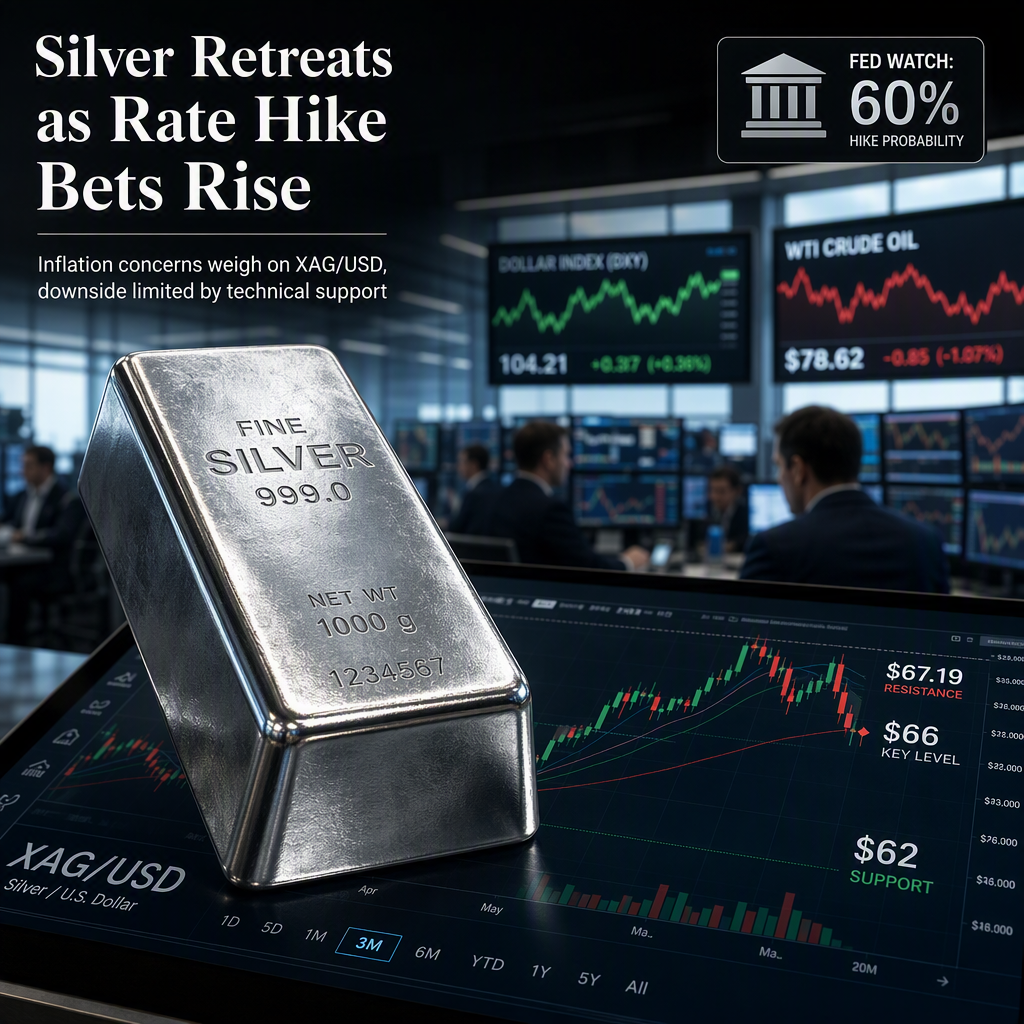 Silver Pulls Back Below 100-Day SMA as Fed Rate Hike Bets Rise on Inflation Concerns