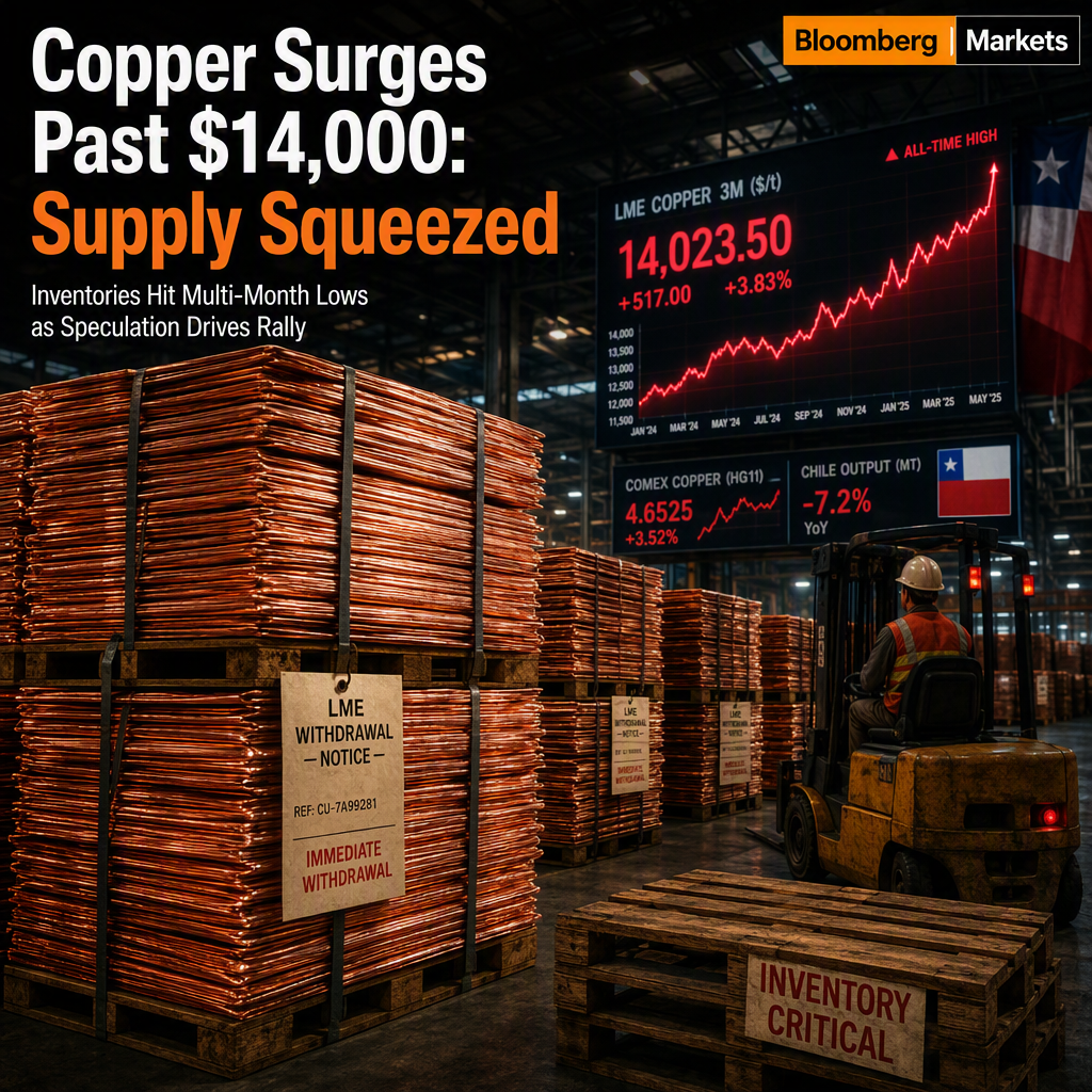 Copper Hits Record High Above $14,000/t Amid Tight Supply and Surging Speculation