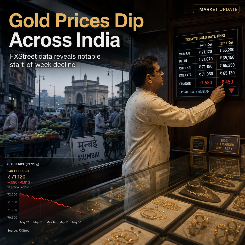 Gold Prices in India Decline as FXStreet Data Shows Drop from Friday Levels
