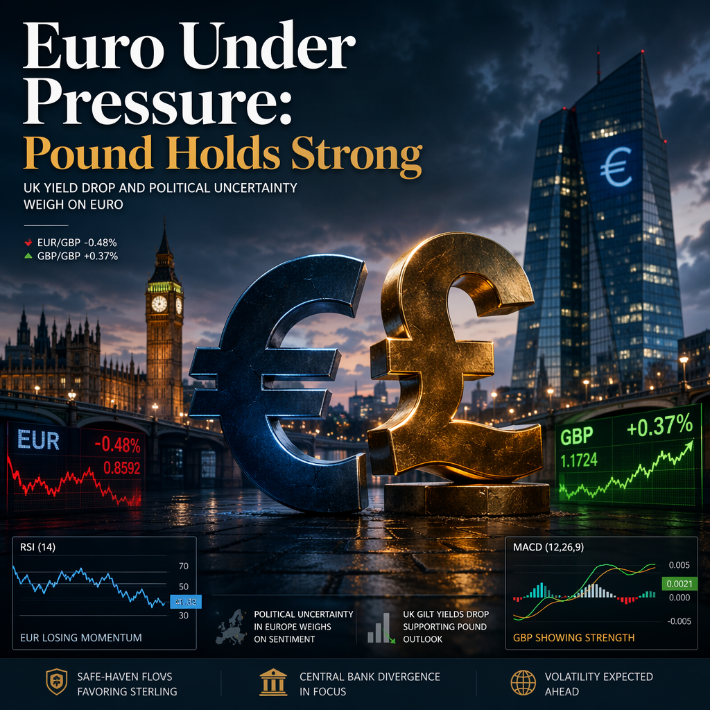 Euro Struggles Against Pound as UK Yields Fall and Political Uncertainty Lingers