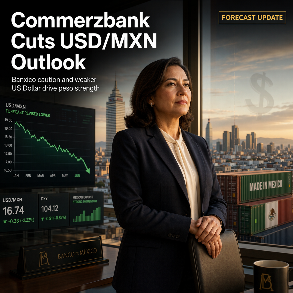 Commerzbank Revises USD/MXN Forecast Lower Amid Banxico Caution and US Dollar Weakness