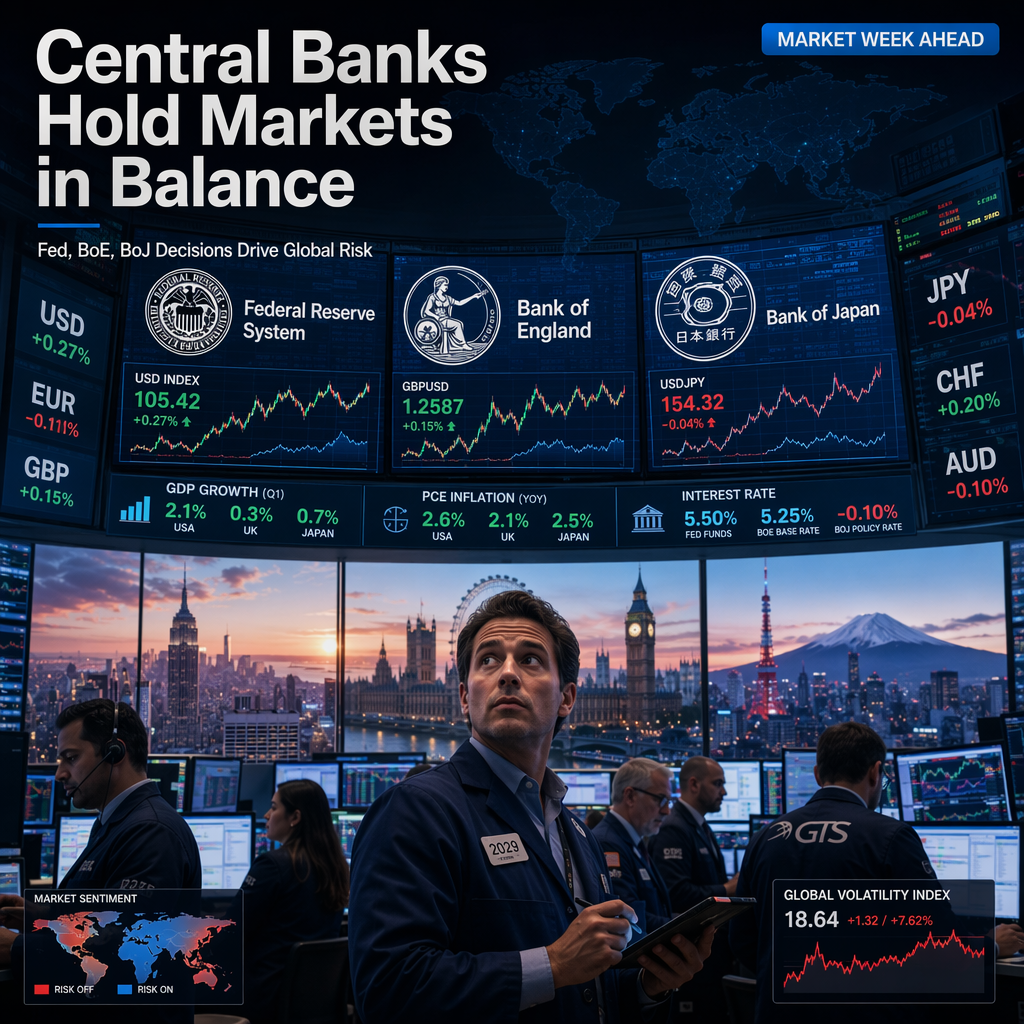 Fed, BoE, and BoJ Monetary Policy Decisions Set to Dominate Markets Amid Key US Economic Releases