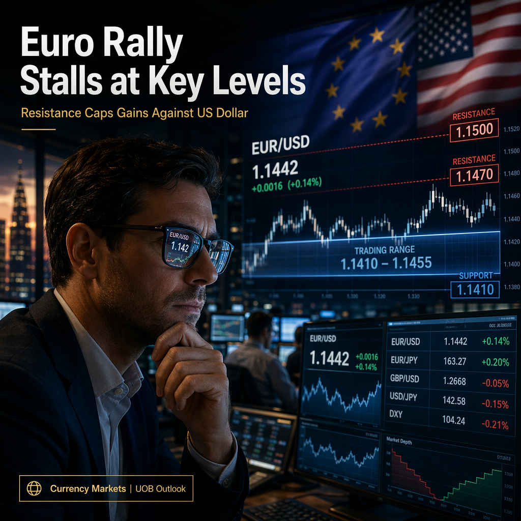 Euro's Upside Momentum Stalls as Resistance Levels Cap Gains Against US Dollar