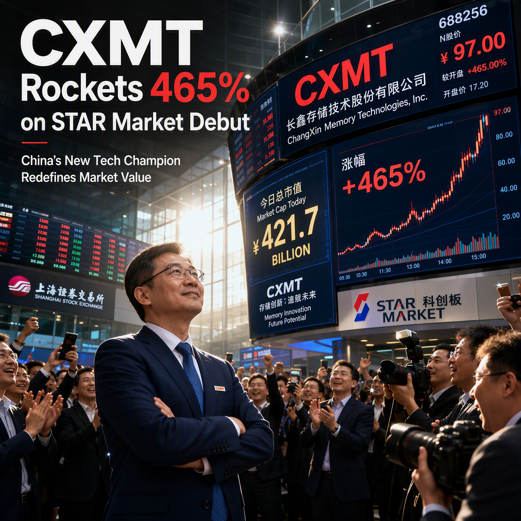 CXMT Soars 465% on STAR Market Debut, Becomes Mainland China's Most Valuable Company