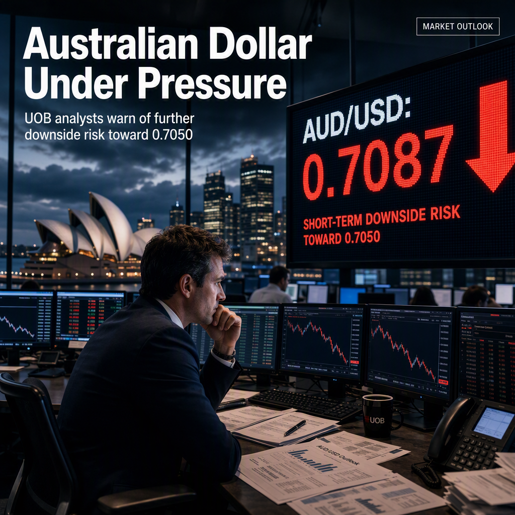 Australian Dollar Faces Short-Term Downside Risk Toward 0.7050, Says UOB