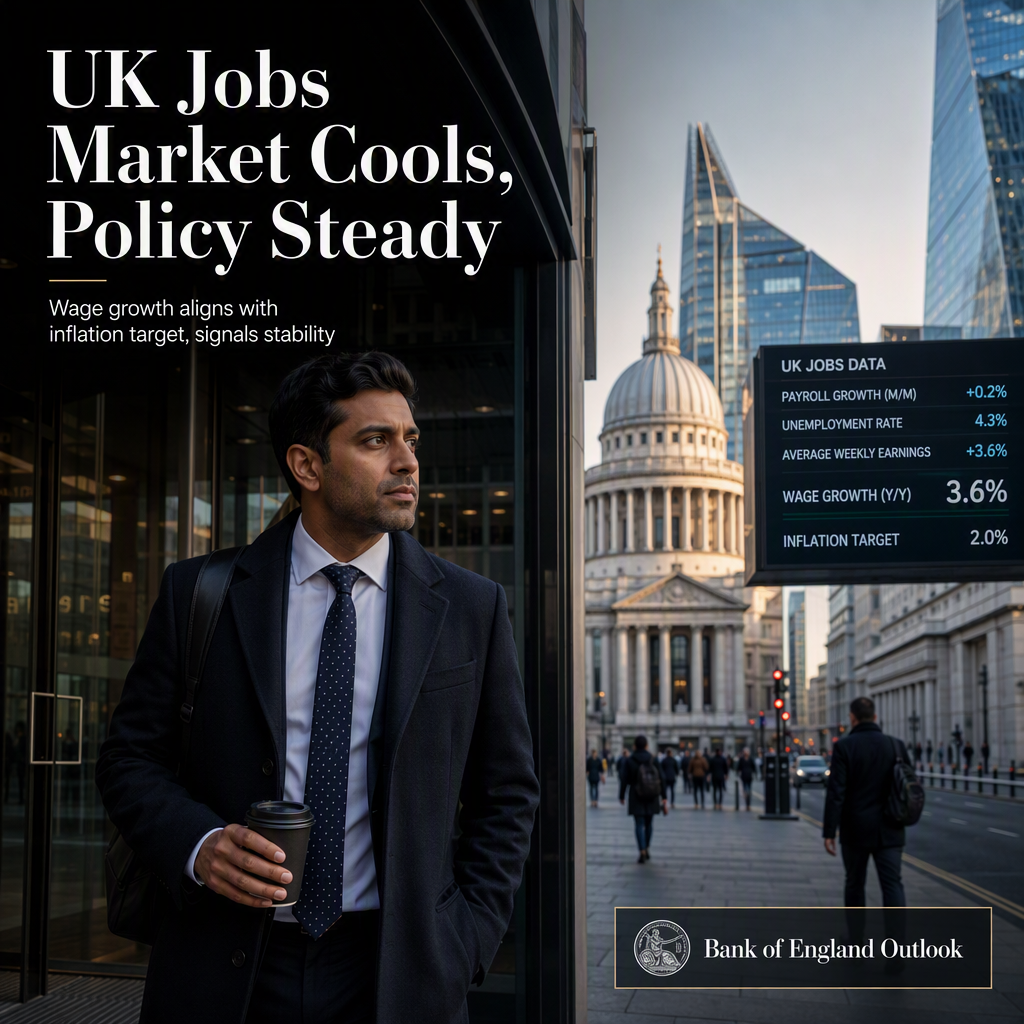 UK Jobs Data Signals Cooler Labour Market, Supports Steady Bank of England Policy