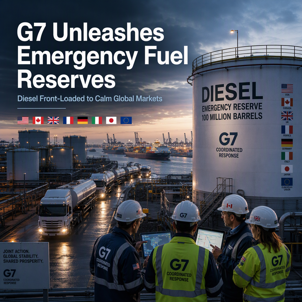 G7 Agrees to Release 100 Million Barrels from Emergency Reserves, Front-Loading Diesel to Ease Fuel Prices