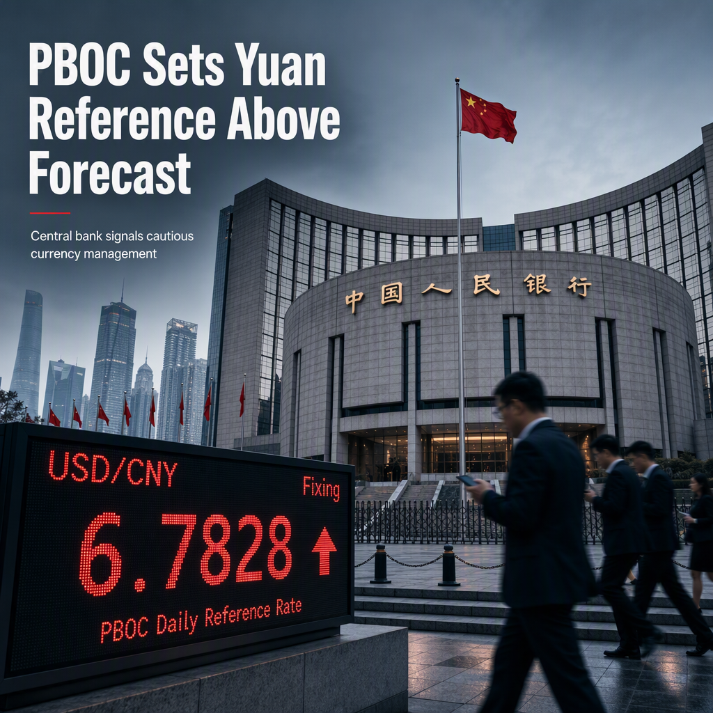 PBOC Sets Higher USD/CNY Reference Rate at 6.7828, Above Reuters Estimate
