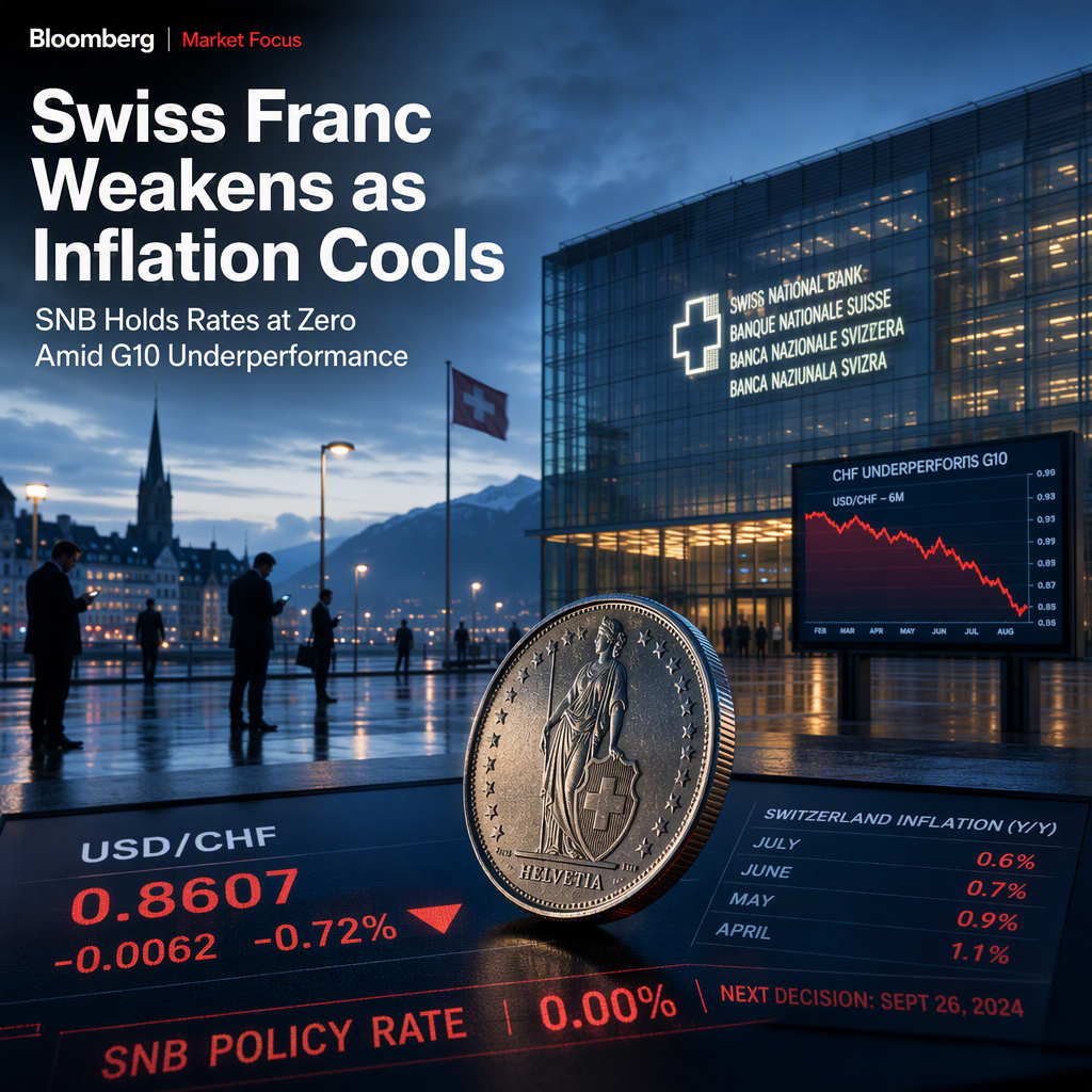 Swiss Franc Slides as July Inflation Hits Four-Month Low, SNB Maintains Zero Rates