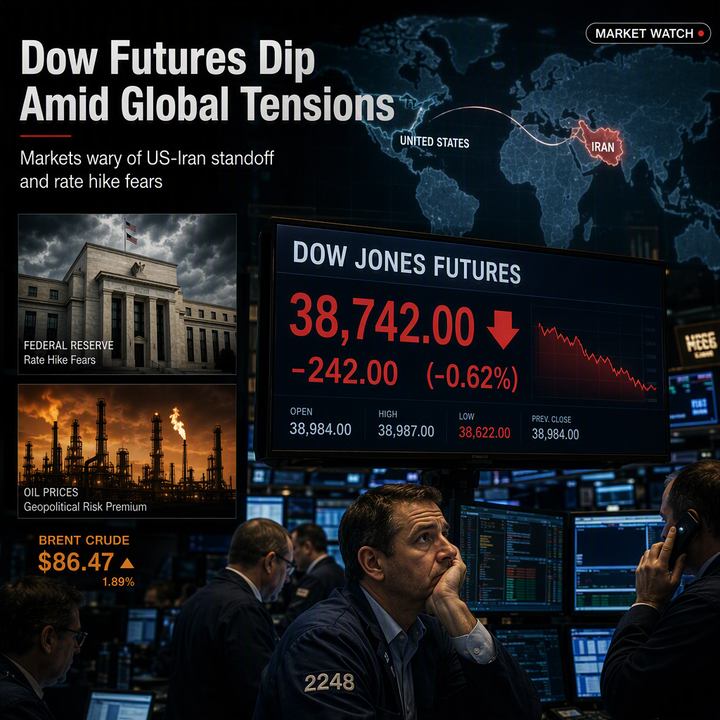 Dow Jones Futures Slip Amid US-Iran Tensions and Rising Rate Hike Fears