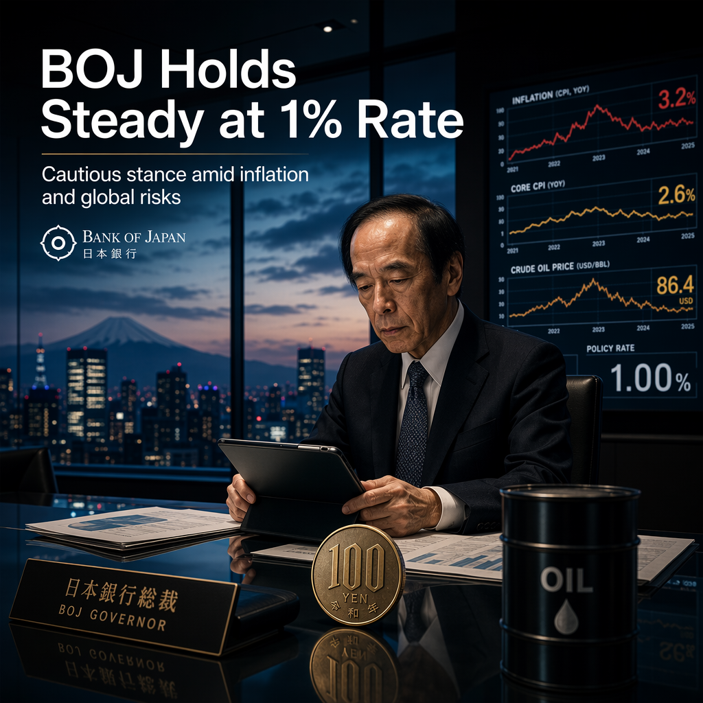 Bank of Japan Expected to Hold Key Rate at 1% Amid Inflation and Geopolitical Risks