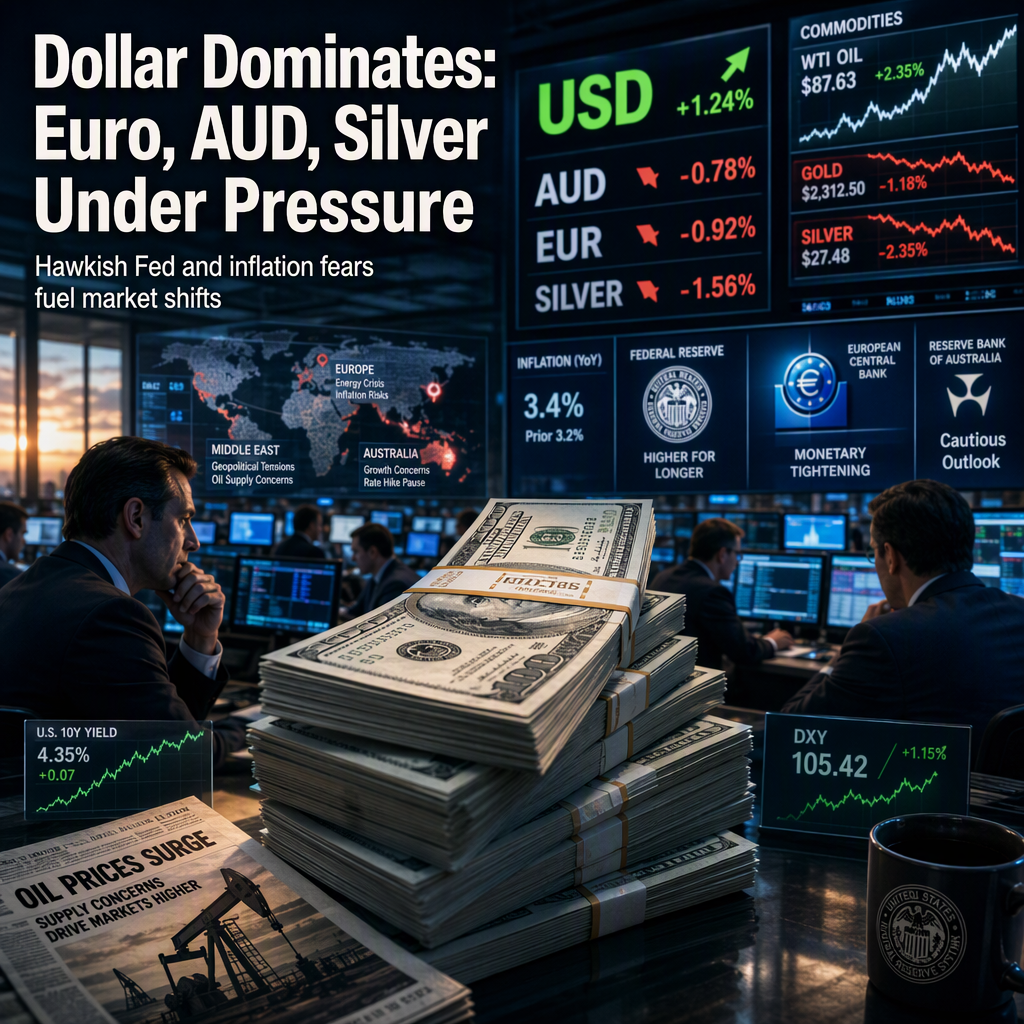 US Dollar Strengthens Amid Hawkish Fed Signals and Inflation Concerns, Pressuring AUD, EUR, and Silver