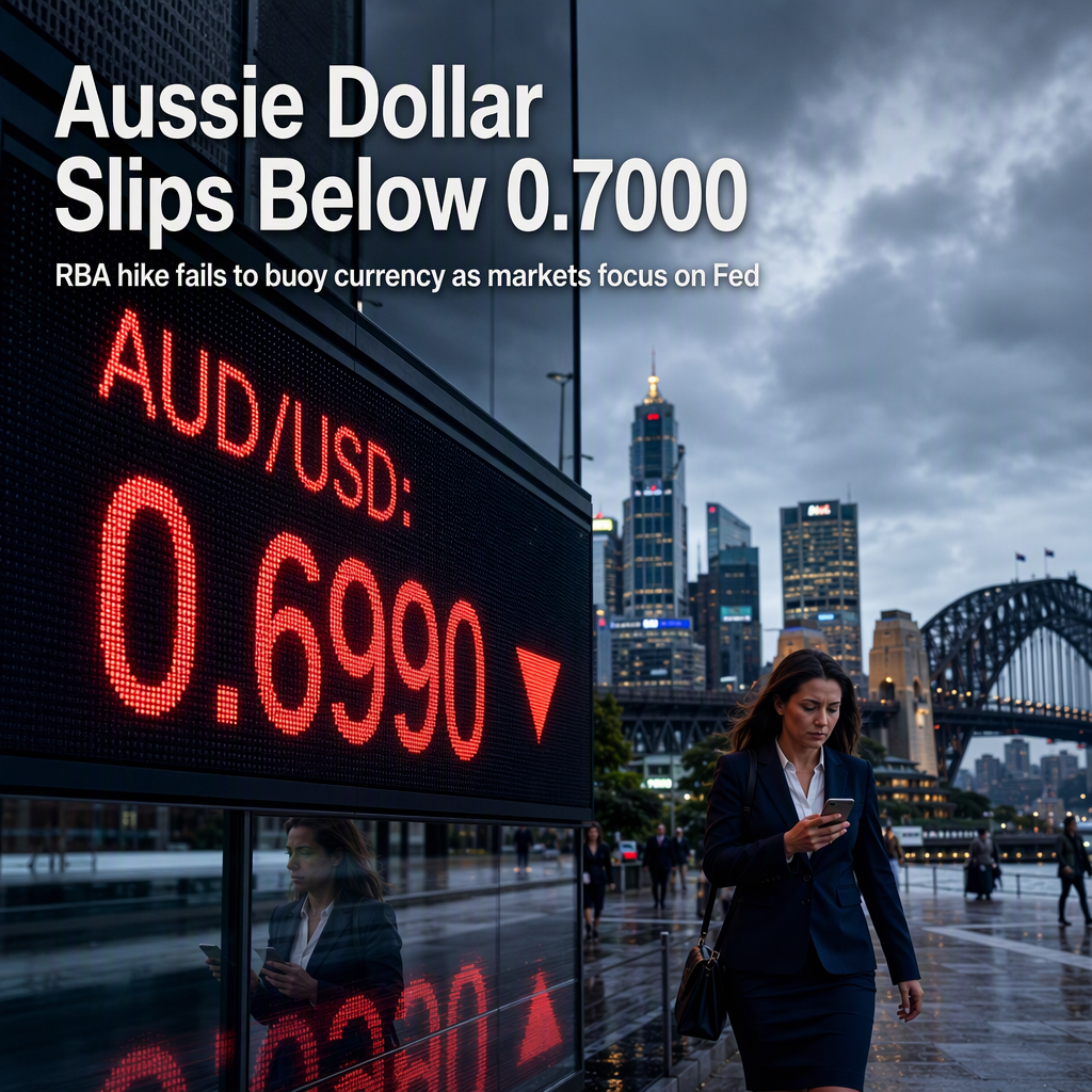 Australian Dollar Drops Below 0.7000 as RBA Rate Hike Fails to Impress Markets