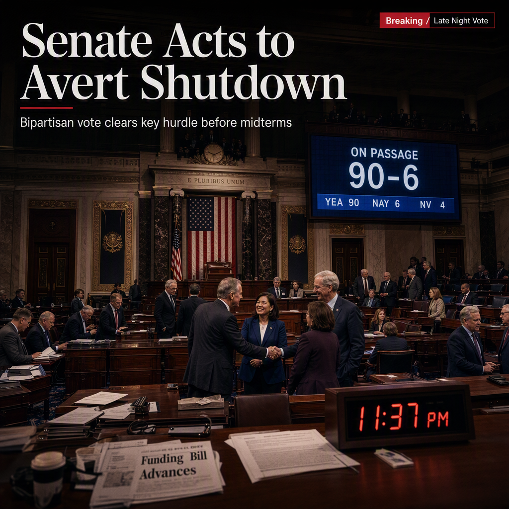 Senate Passes Short-Term Funding Bill to Avert Government Shutdown Ahead of Midterm Elections