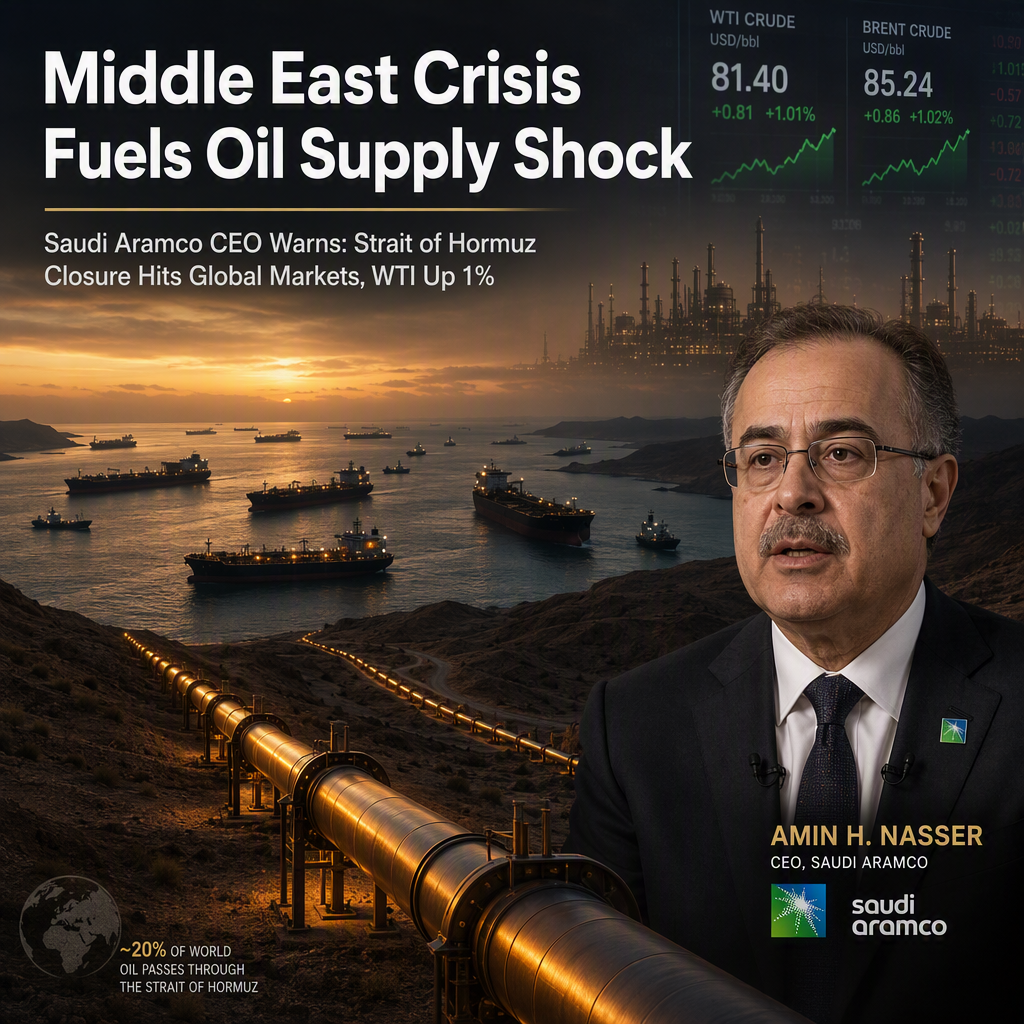 Saudi Aramco CEO Warns Middle East Crisis Deepens Historic Oil Supply Shock, WTI Rises 1%