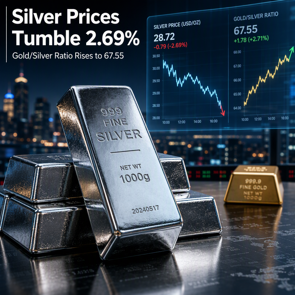 Silver Prices Drop 2.69% Amid Rising Gold/Silver Ratio