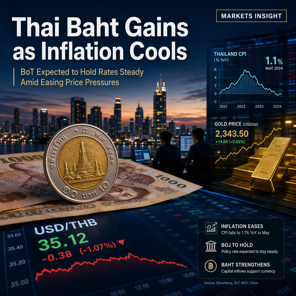 Thai Baht Strengthens as July Inflation Eases, BoT Expected to Hold Rates Steady