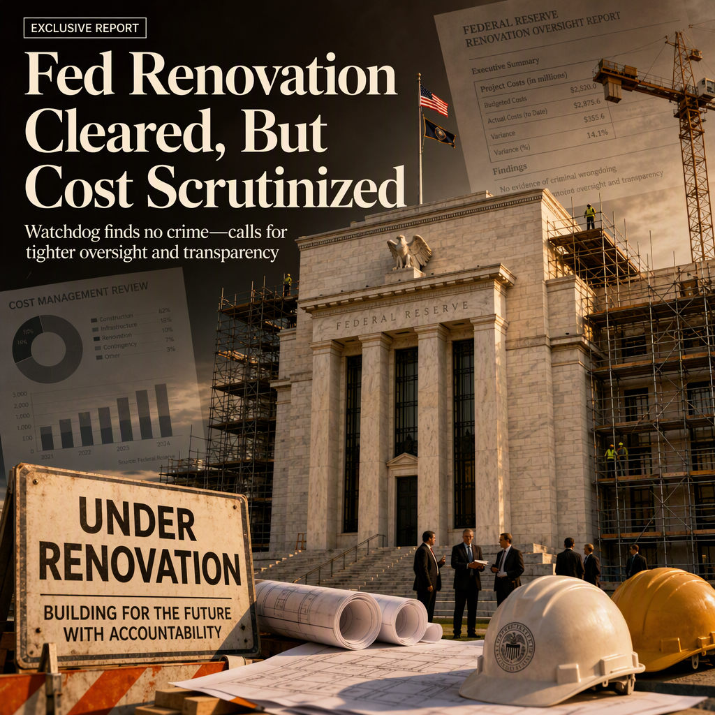 Fed Watchdog Clears Multibillion-Dollar Renovation of Criminal Wrongdoing, Cites Cost Management Issues