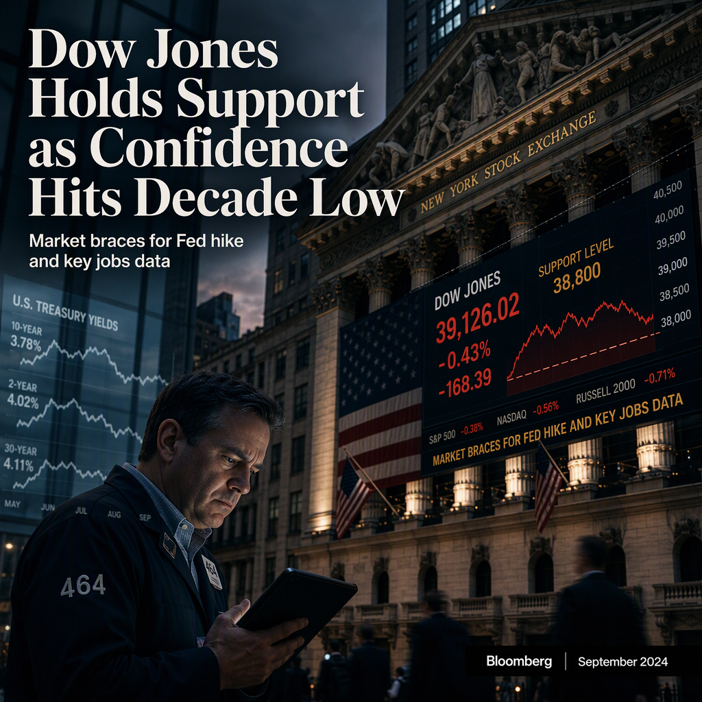 Dow Jones Holds Key Support as US Consumer Confidence Hits Lowest Since 2014