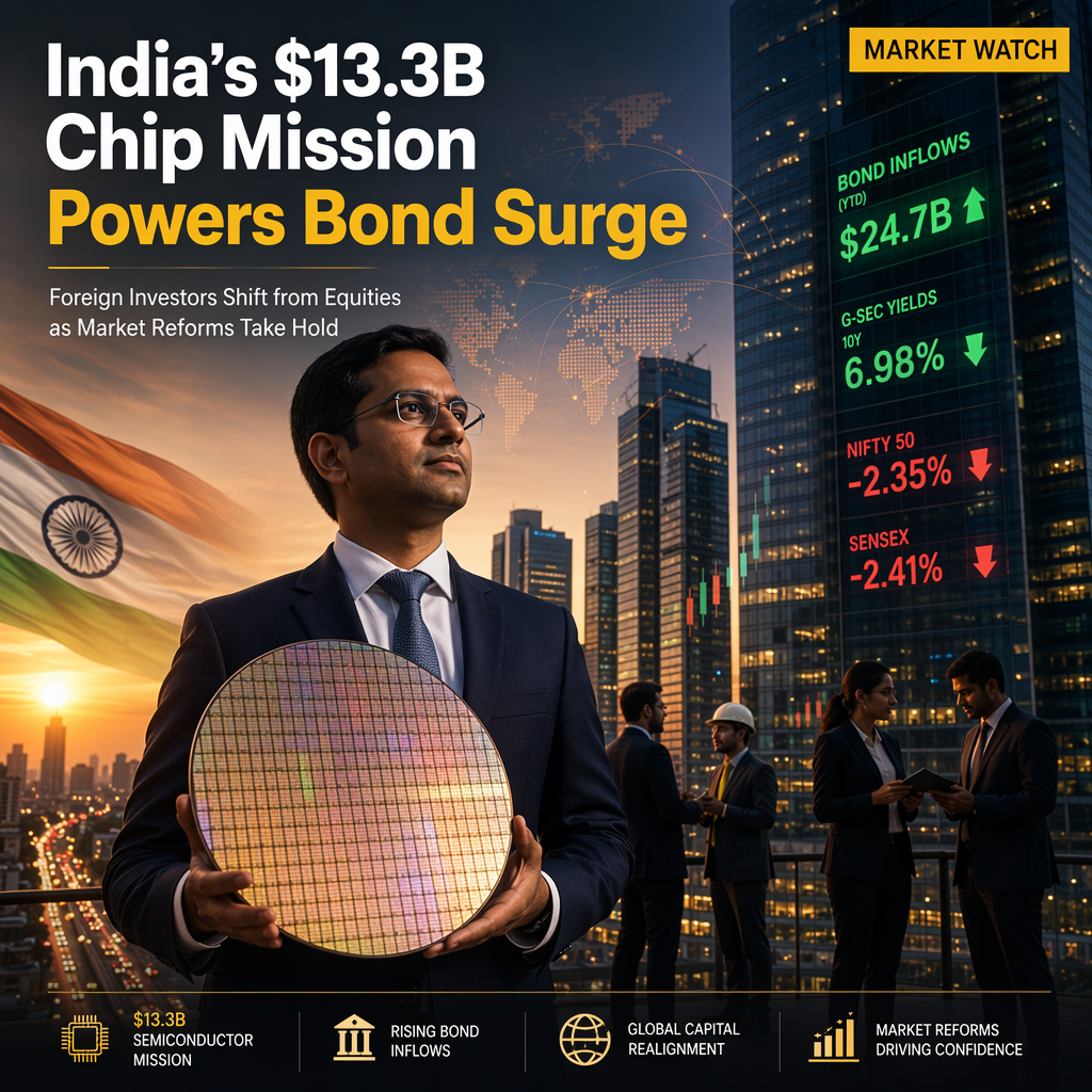 India Launches $13.3 Billion Semiconductor Mission as Foreign Investors Shift Focus to Bonds Amid Equity Sell-Off