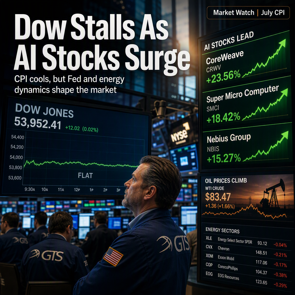 Dow Jones Stalls Despite Cooler July CPI as AI Stocks Drive Broader Gains