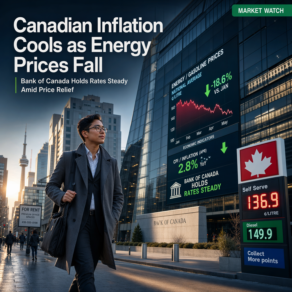Canadian Inflation Eases on Energy Price Drop, Bank of Canada Expected to Hold Rates Steady