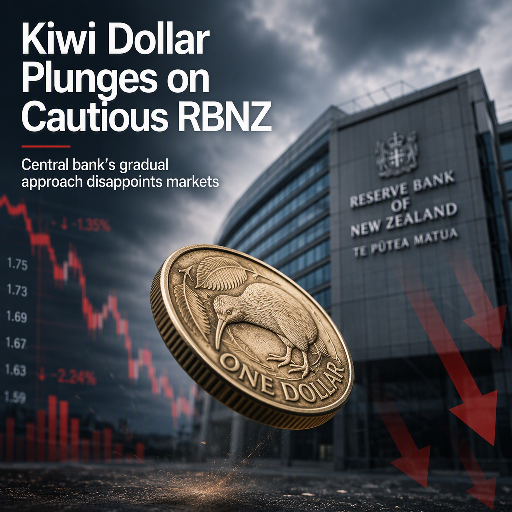 New Zealand Dollar Drops Sharply as RBNZ Signals Cautious Rate Hike Path