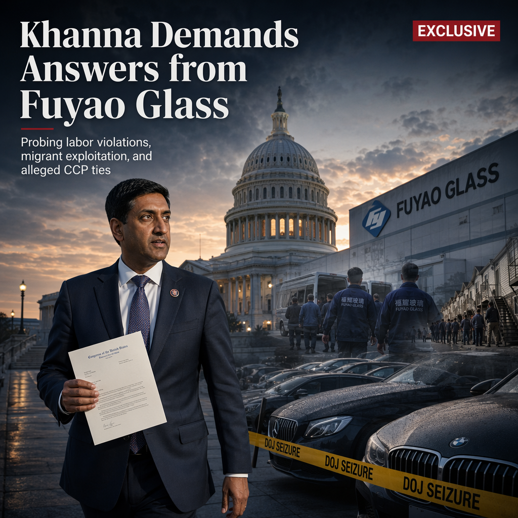 Rep. Khanna Demands Transparency from Fuyao Glass Amid Allegations of Labor Violations and CCP Ties