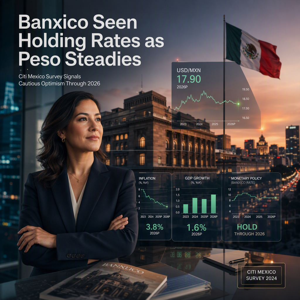 Citi Mexico Survey: Economists Expect Banxico to Hold Rates, USD/MXN Seen at 17.90 by 2026