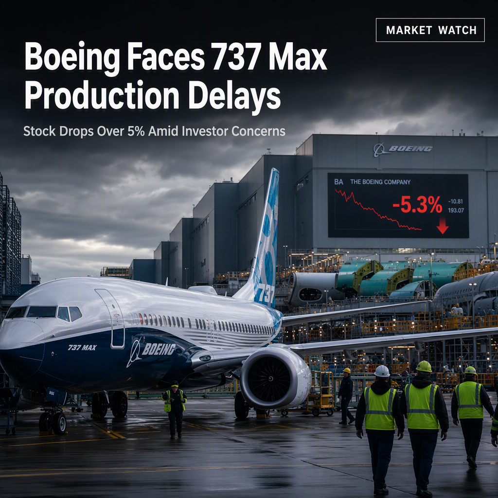 Boeing CEO Reveals 737 Max Production Stabilization Delays, Stock Drops Over 5%