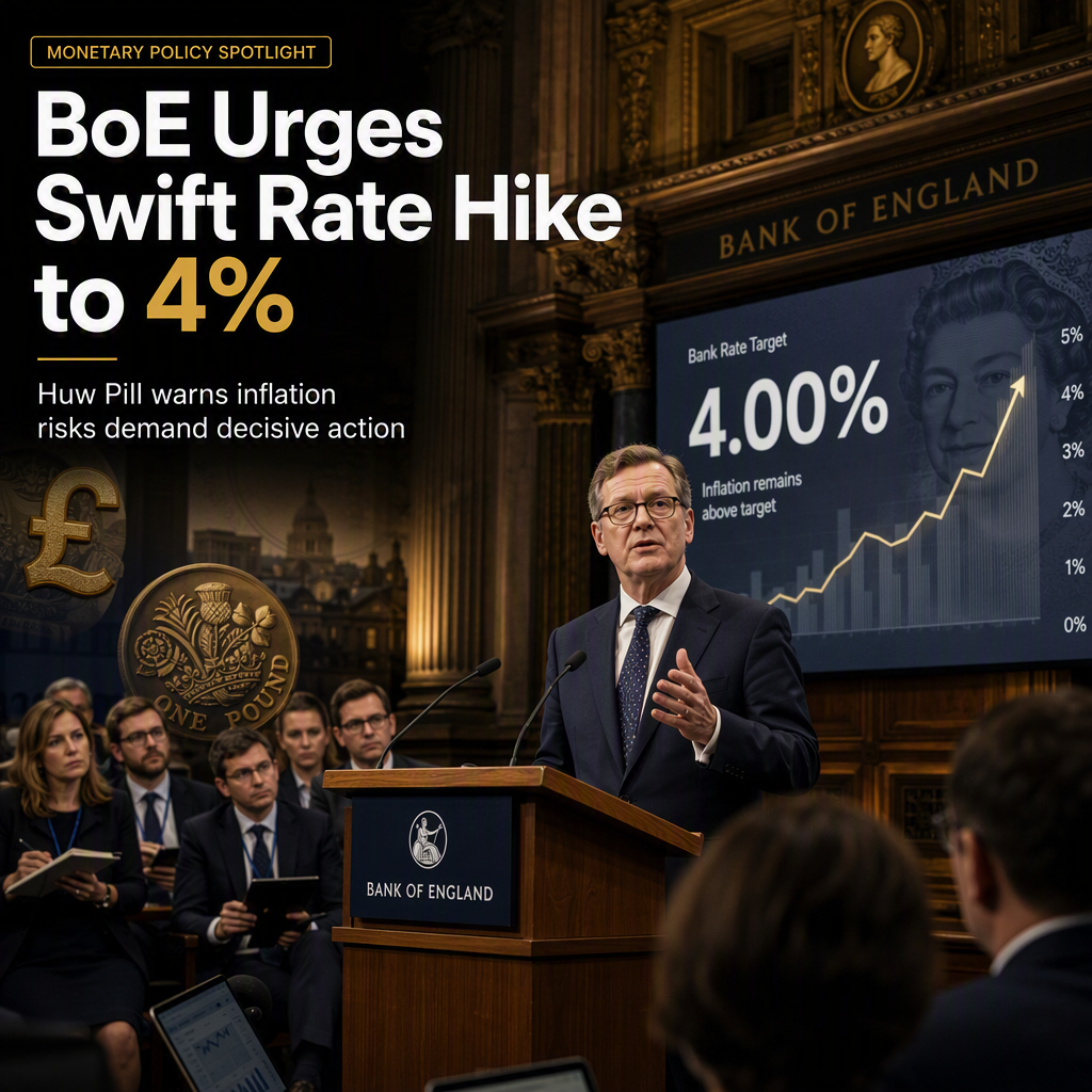 BoE Chief Economist Huw Pill Advocates Prompt Rate Hike to 4% Amid Inflation Concerns