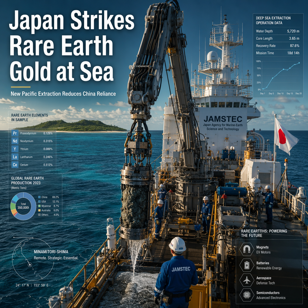 Japan Successfully Extracts Rare Earths from Pacific Seabed in Bid to Reduce China Reliance