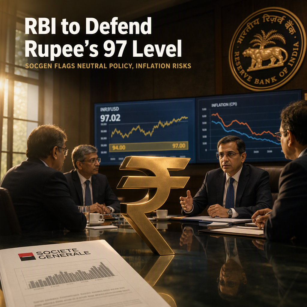 RBI Expected to Defend 97 Level for Indian Rupee Amid Neutral Policy Stance: Societe Generale