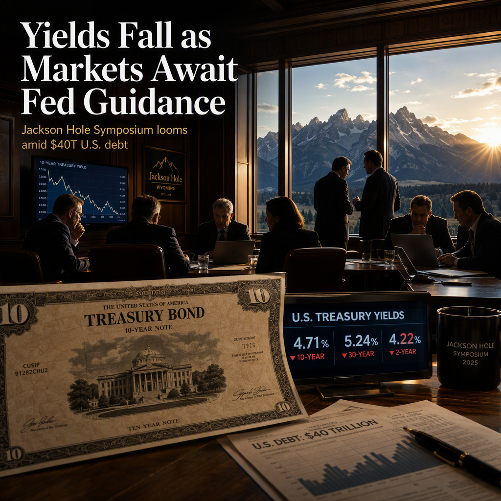 Treasury Yields Decline as Investors Await Fed Chair Warsh’s Jackson Hole Speech Amid Debt Concerns