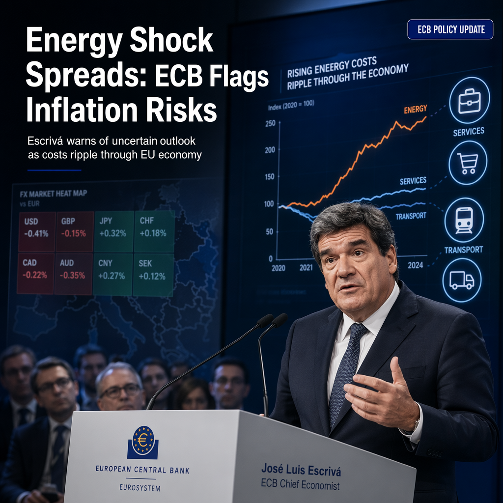 ECB’s Escrivá Warns of Uncertain Inflation Outlook as Energy Costs Spread to Services and Transport
