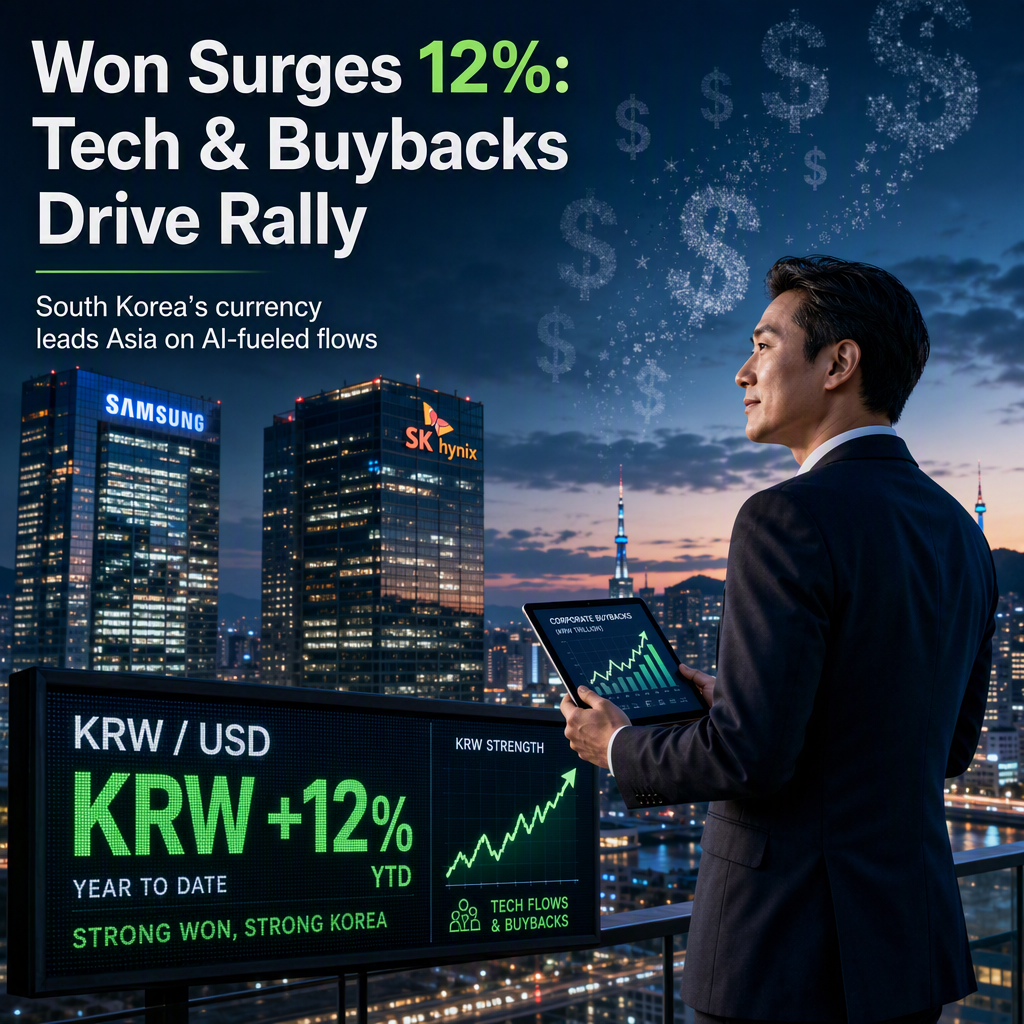 South Korean Won Surges 12% Against US Dollar, Driven by Tech Sector Flows and Major Buybacks