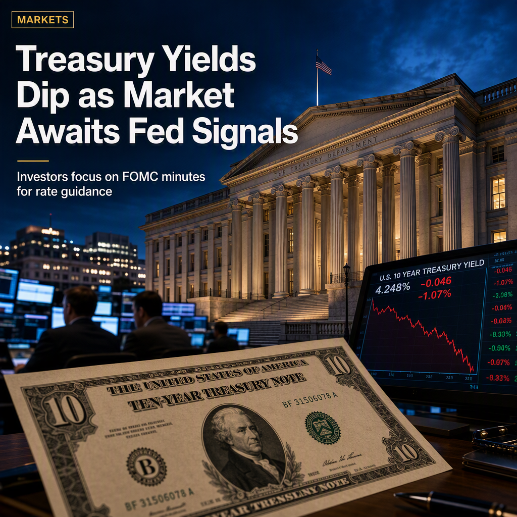 Treasury Yields Decline as Investors Await FOMC Minutes for Rate Guidance