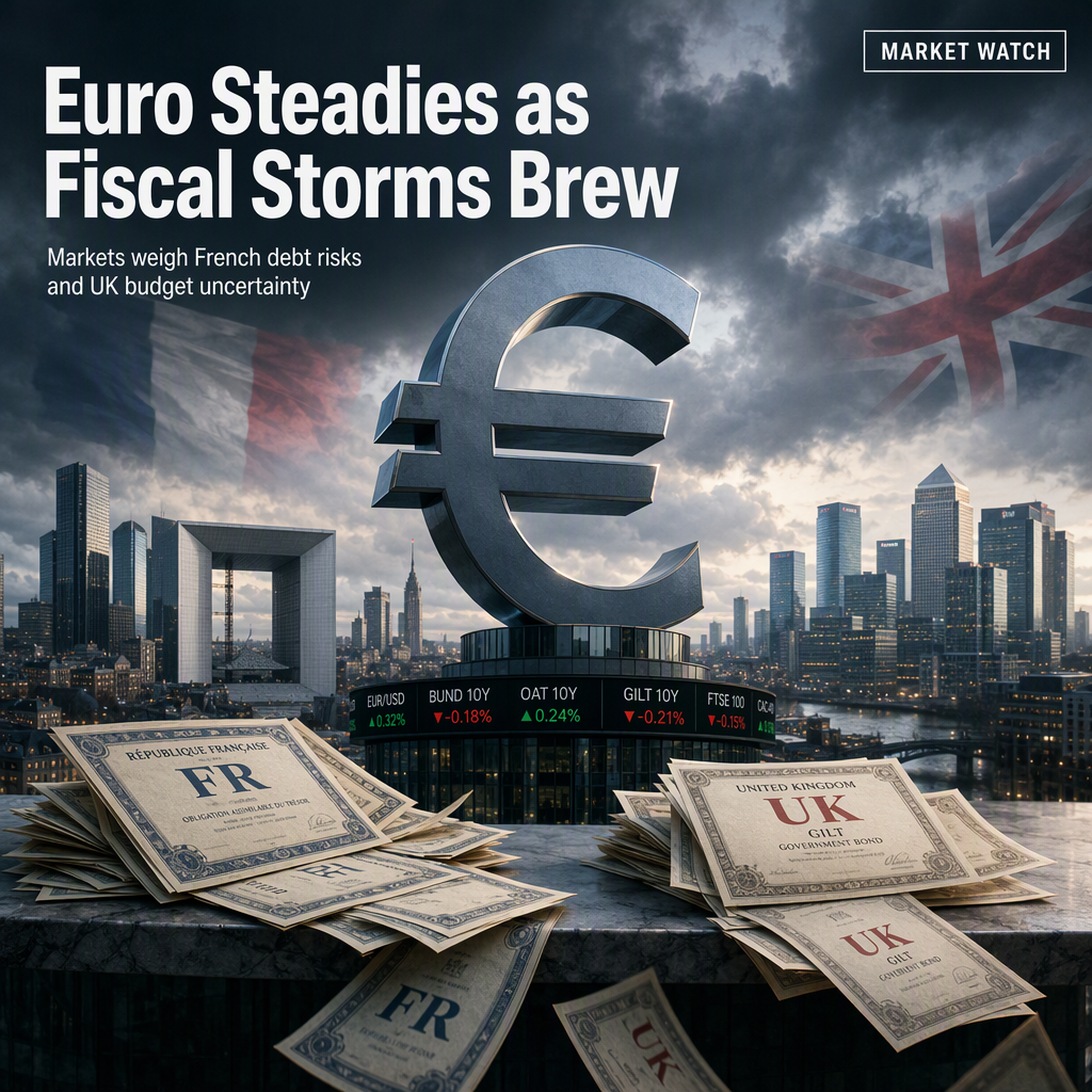 Euro Stabilizes Amid French Debt Concerns and UK Fiscal Risks as Markets Await Central Bank Signals